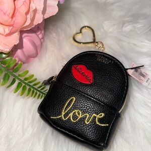 Victoria's Secret Lips & Love faux leather mini backpack charm keychain